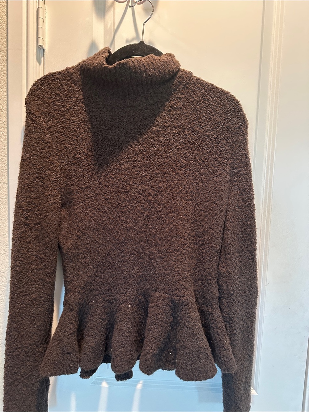 Moda International Brown Peplum Turtleneck Sweater